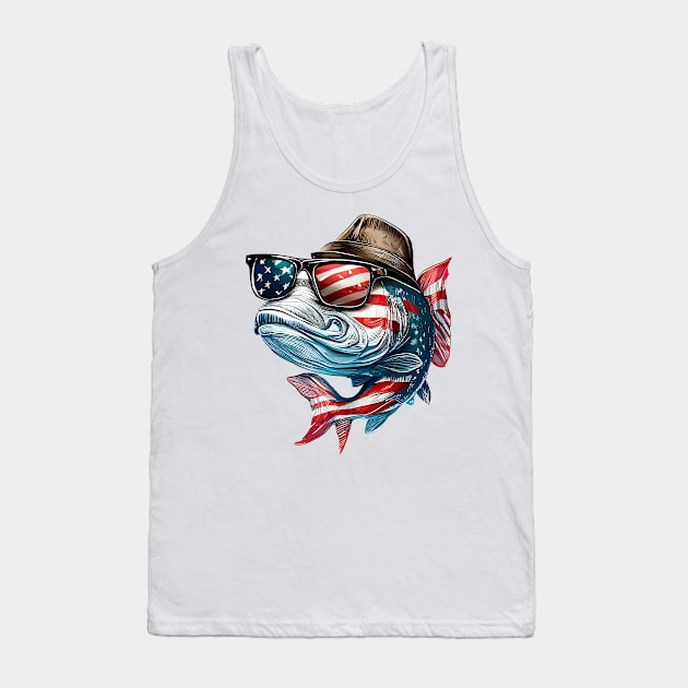 Cool American Bass Fish #1 Tank Top by Chromatic Fusion Studio